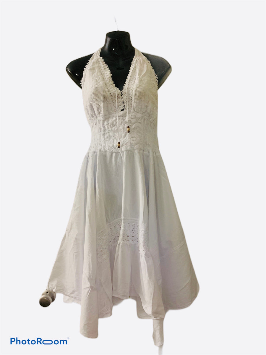 womens embroidered floral dress White Floral Embroidered Short Dress main image 0