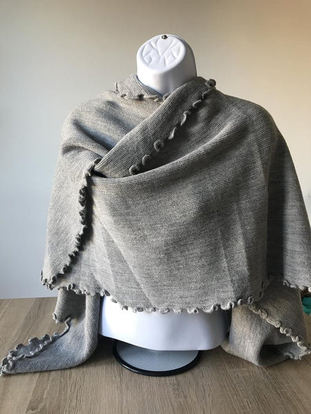 Ruffle shawl /Alpaca wool- cotton yar-Alpaca Wool